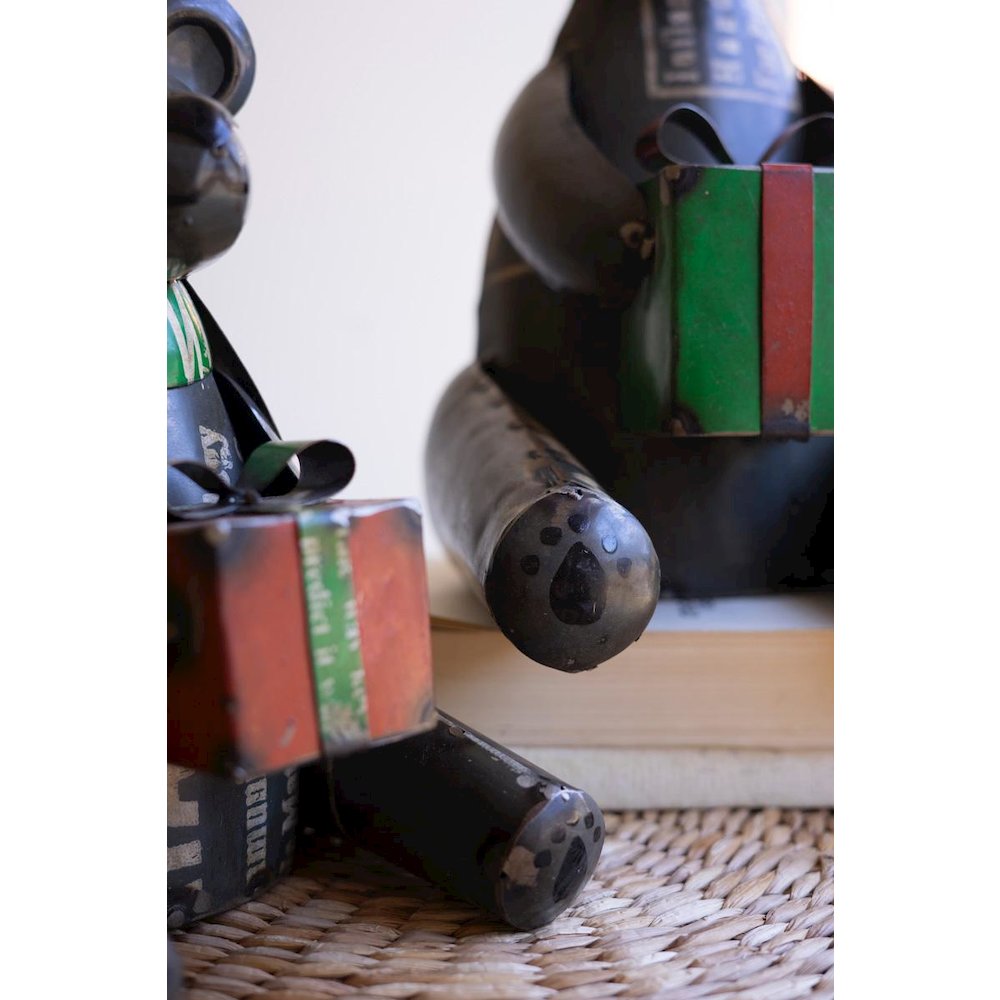 Set Of Two Recycled Metal Christmas Black Bears