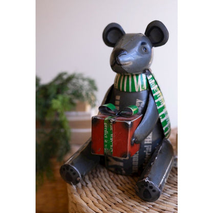 Set Of Two Recycled Metal Christmas Black Bears