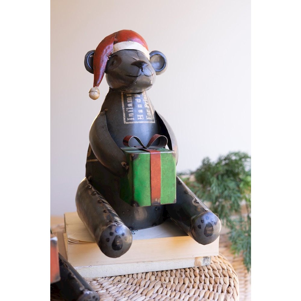 Set Of Two Recycled Metal Christmas Black Bears