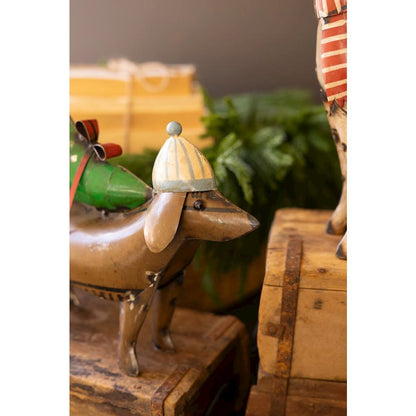 Set Of Two Recycled Metal Christmas Dogs