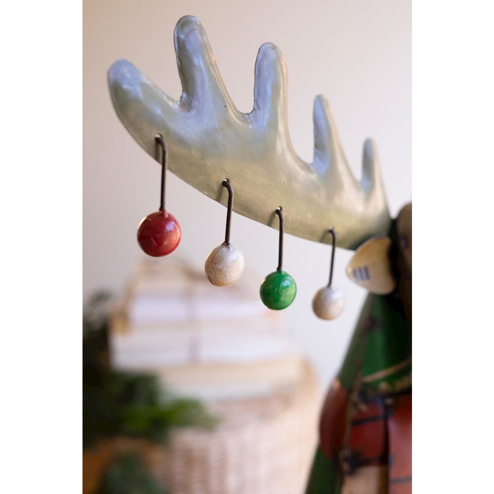 Recycled Metal Christmas Moose With   Ornaments