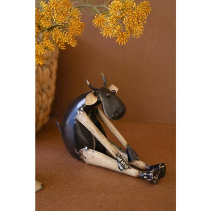 Set of Two Recycled Iron Yoga Cows