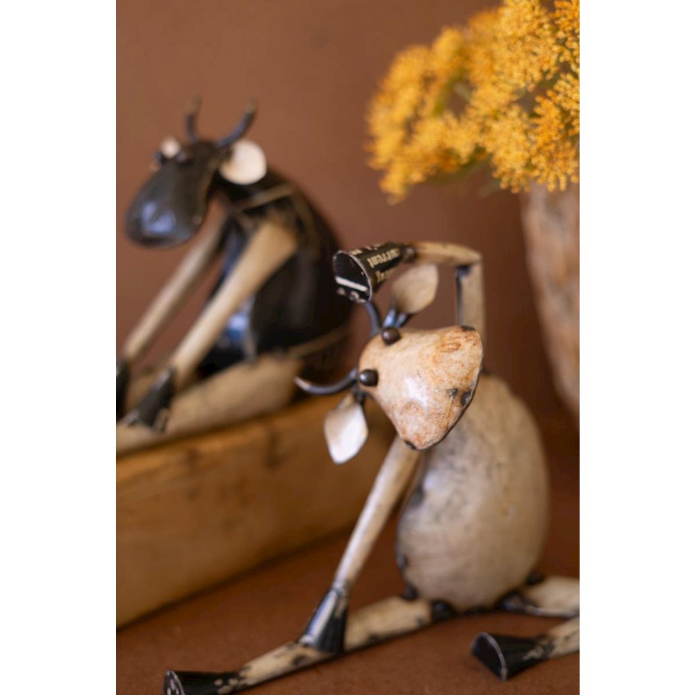 Set of Two Recycled Iron Yoga Cows