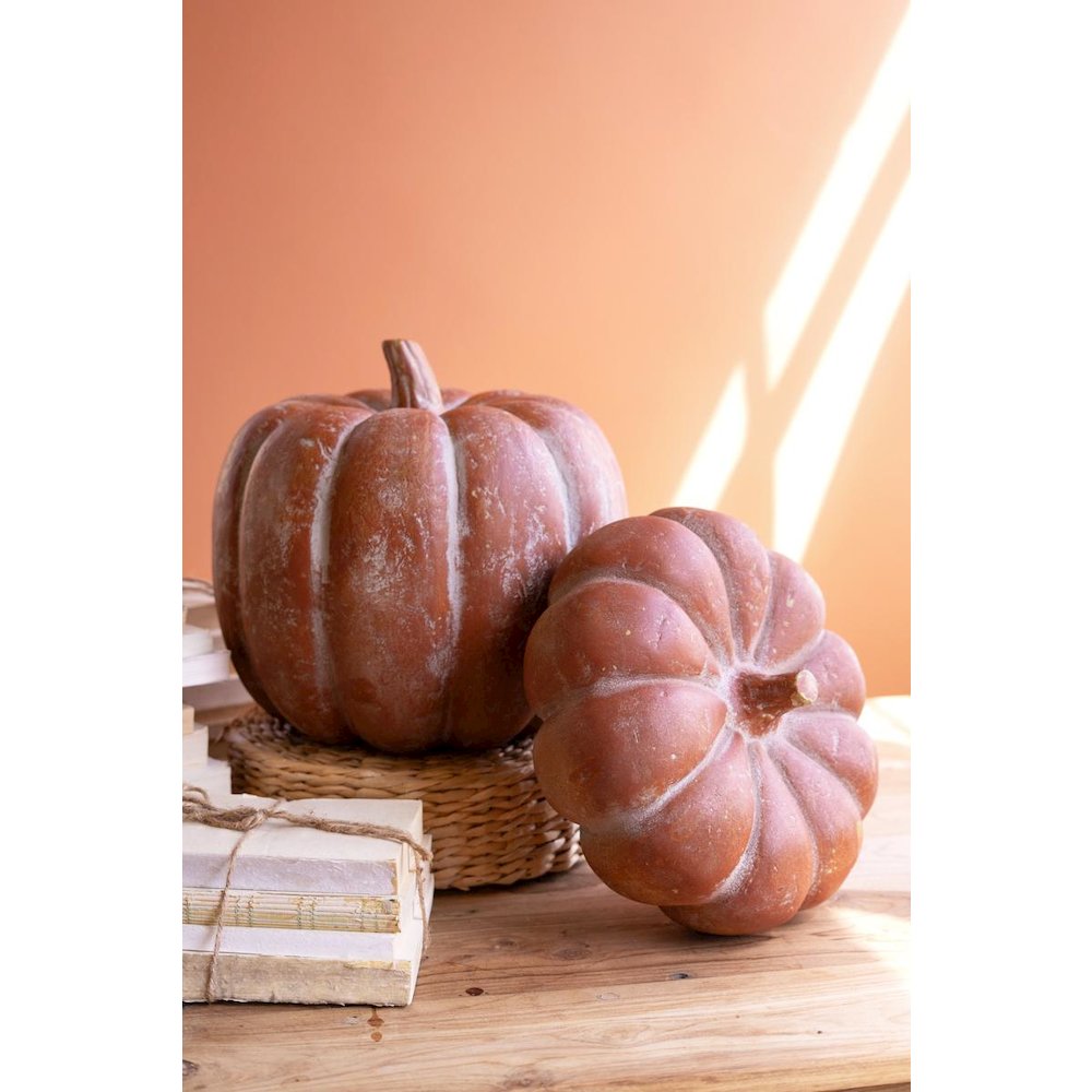 Set of Two Paper Mache Pumpkins