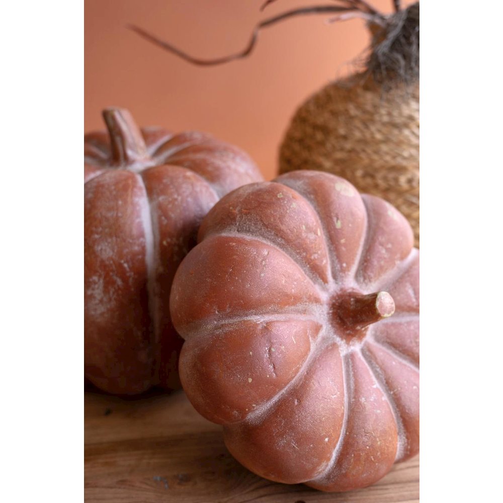 Set of Two Paper Mache Pumpkins