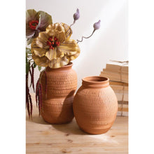 Set of Two Terracotta Vases with Crackle Detail