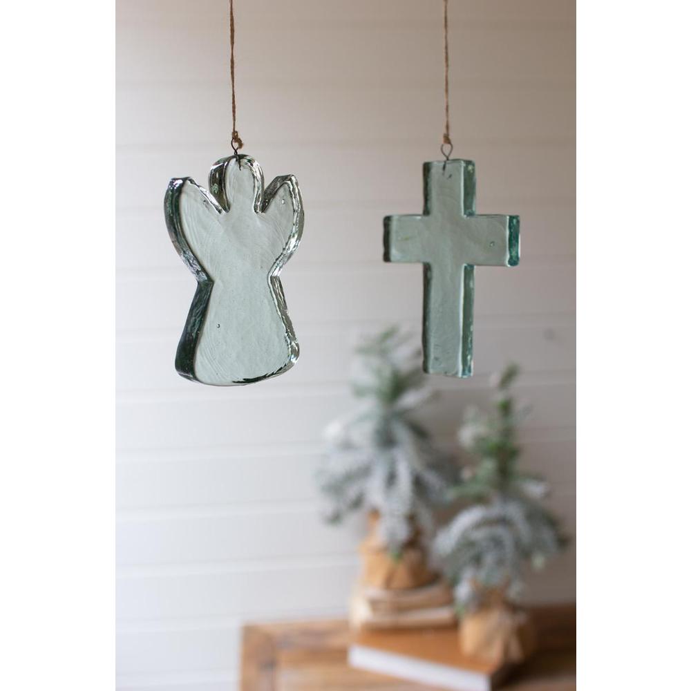 Glass Cross Sun Catcher Ornament