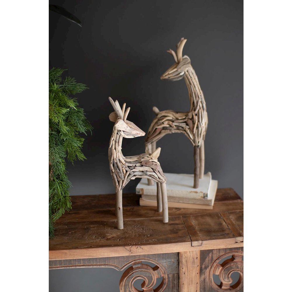 Set Of Two Driftwood Reindeer