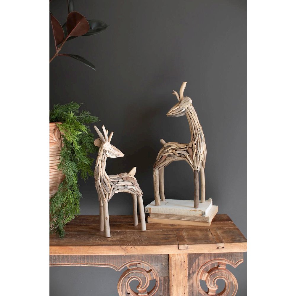 Set Of Two Driftwood Reindeer