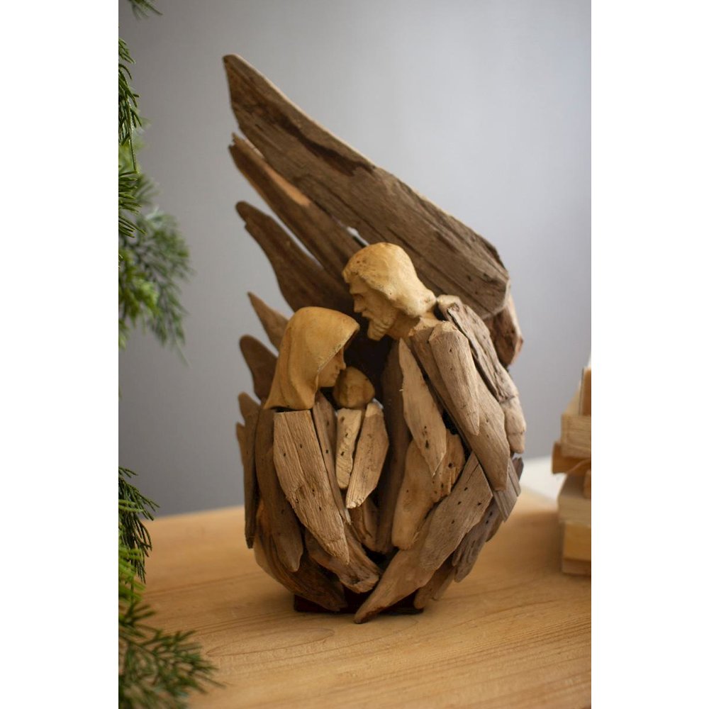 Driftwood Mary Joseph And Jesus With Wing