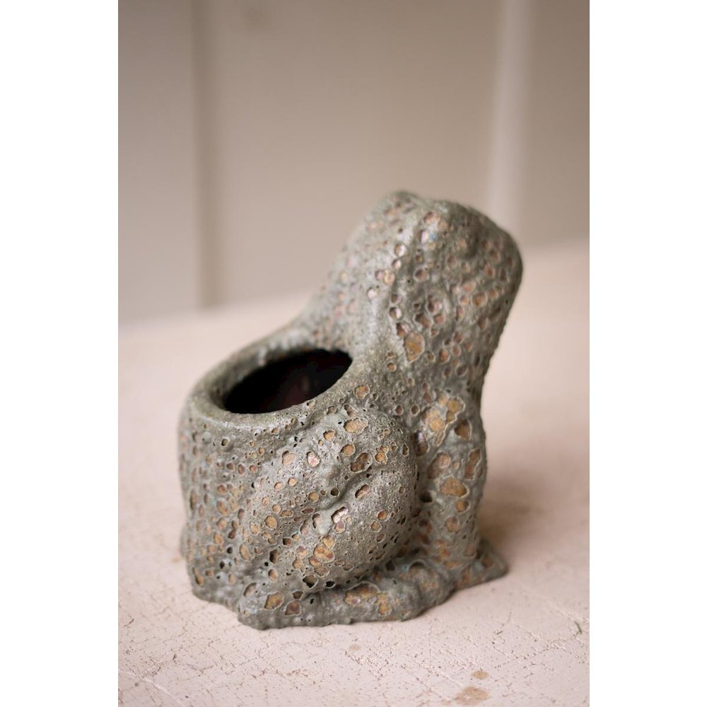 Terracotta Frog Planter with Rustic Glaze
