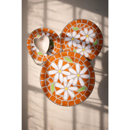 Set of Three Nesting Mosaic Tile Tables with Metal Bases