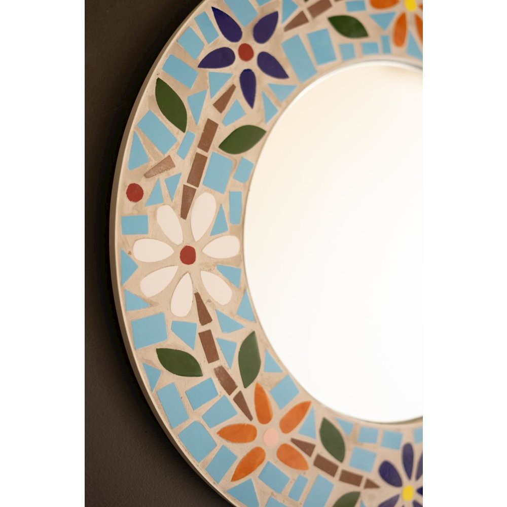 Round Mosaic Tile Framed Mirror