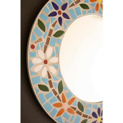 Round Mosaic Tile Framed Mirror