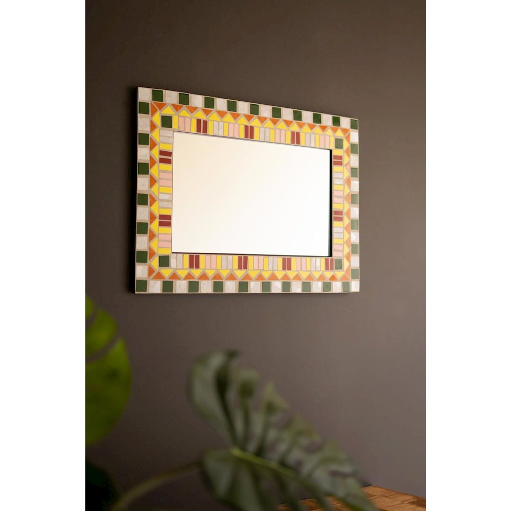 Rectangle Mosaic Tile Framed Mirror