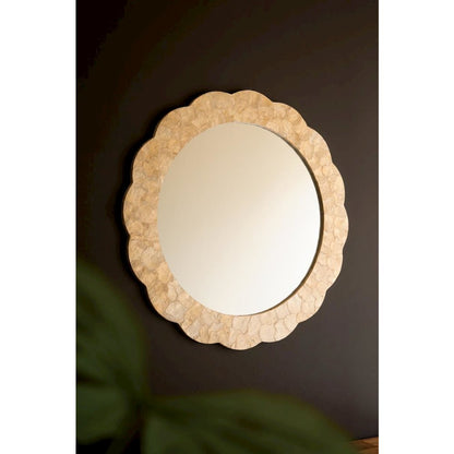Round Framed Capiz Shell Mirror #1