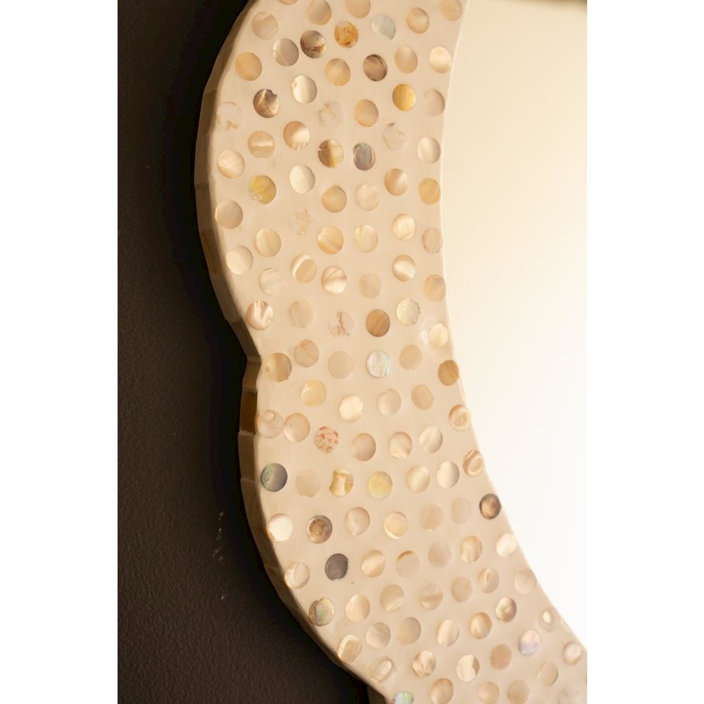 Round Framed Capiz Shell Mirror #2