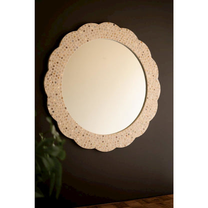 Round Framed Capiz Shell Mirror #2