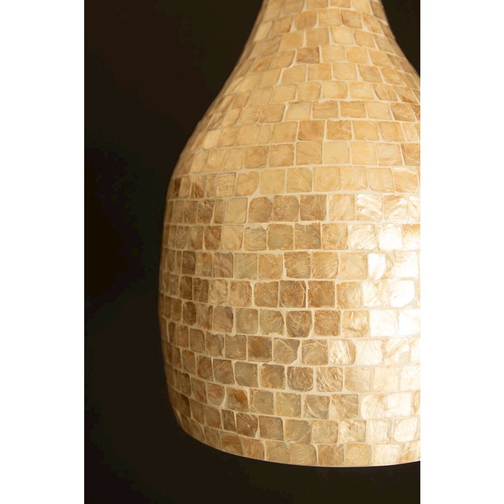 Spun Bamboo Pendant Light with Capiz Shell Detail #1