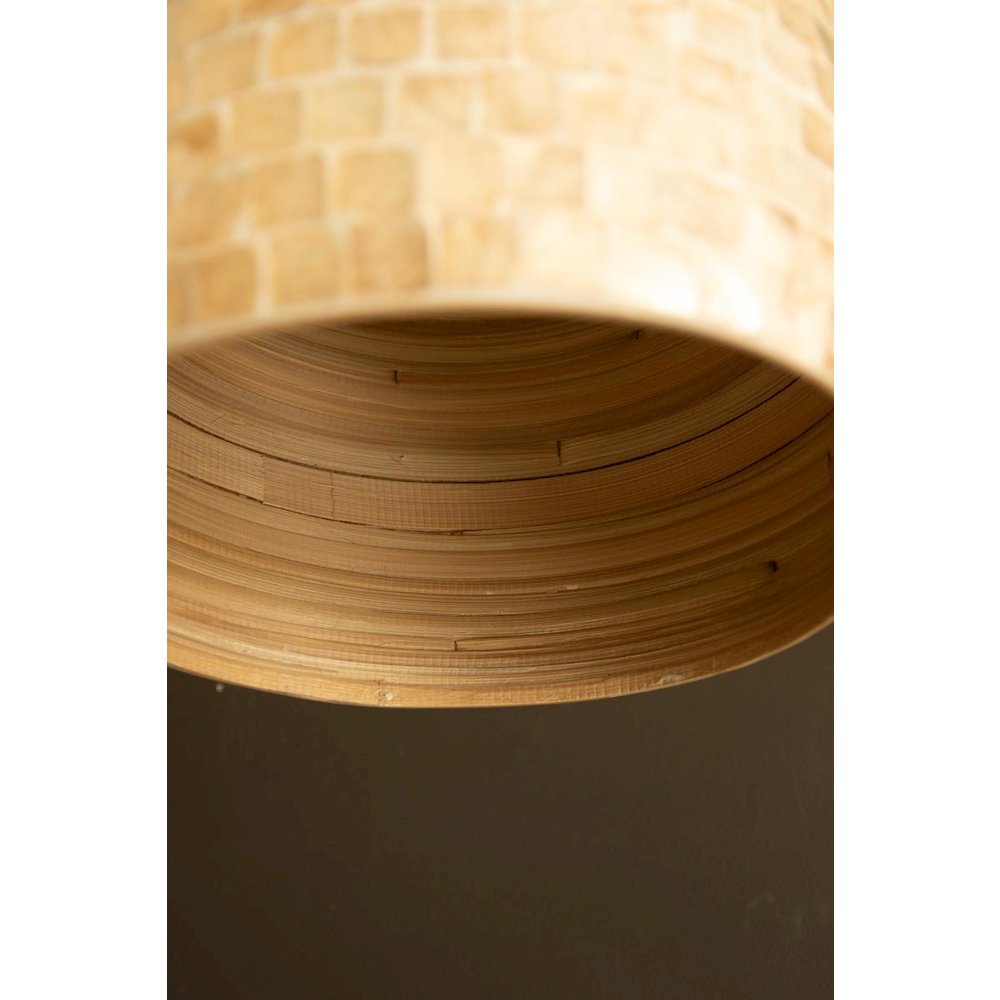 Spun Bamboo Pendant Light with Capiz Shell Detail #1