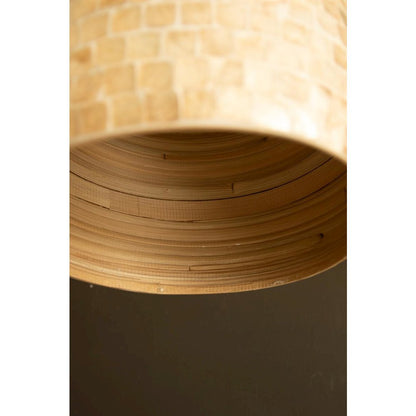 Spun Bamboo Pendant Light with Capiz Shell Detail #1