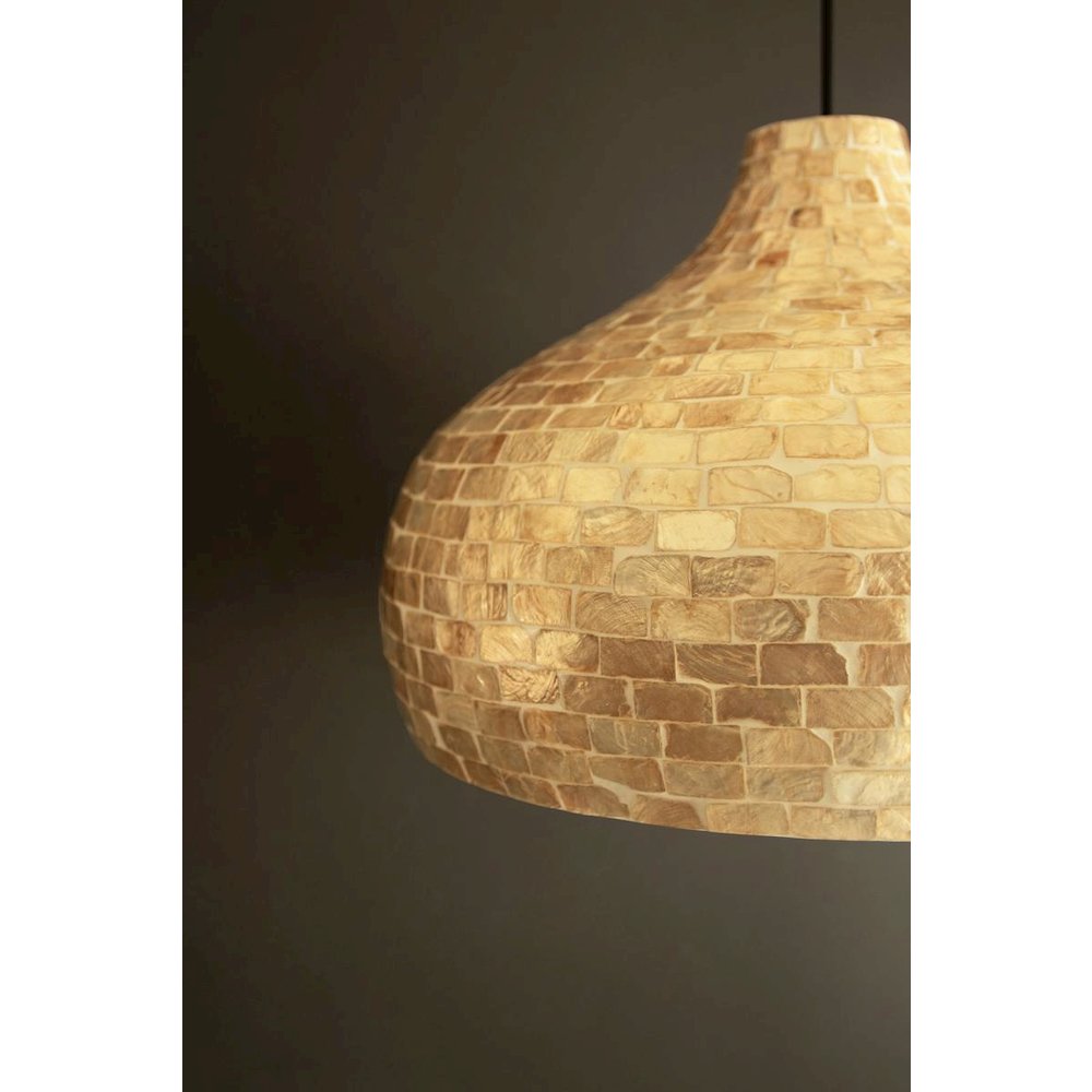 Spun Bamboo Pendant Light with Capiz Shell Detail #2