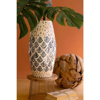 Spun Bamboo Vase with Capiz Shell Detail #2