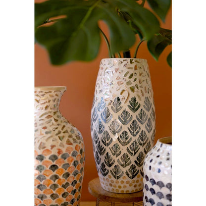 Spun Bamboo Vase with Capiz Shell Detail #2