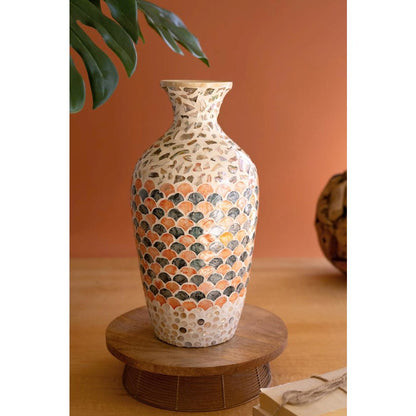 Spun Bamboo Vase with Capiz Shell Detail #3