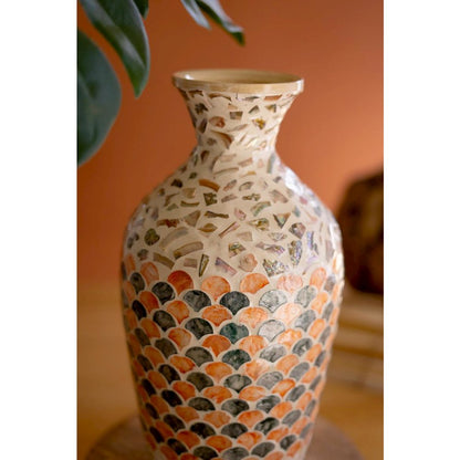 Spun Bamboo Vase with Capiz Shell Detail #3