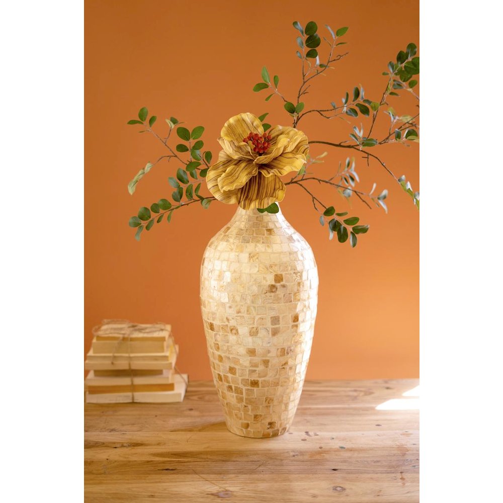 Spun Bamboo Vase with Capiz Shell Detail #5
