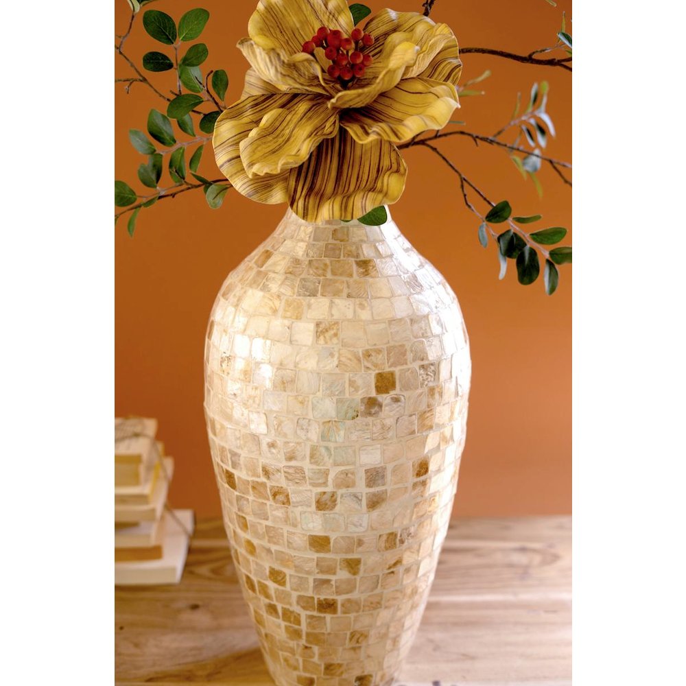 Spun Bamboo Vase with Capiz Shell Detail #5