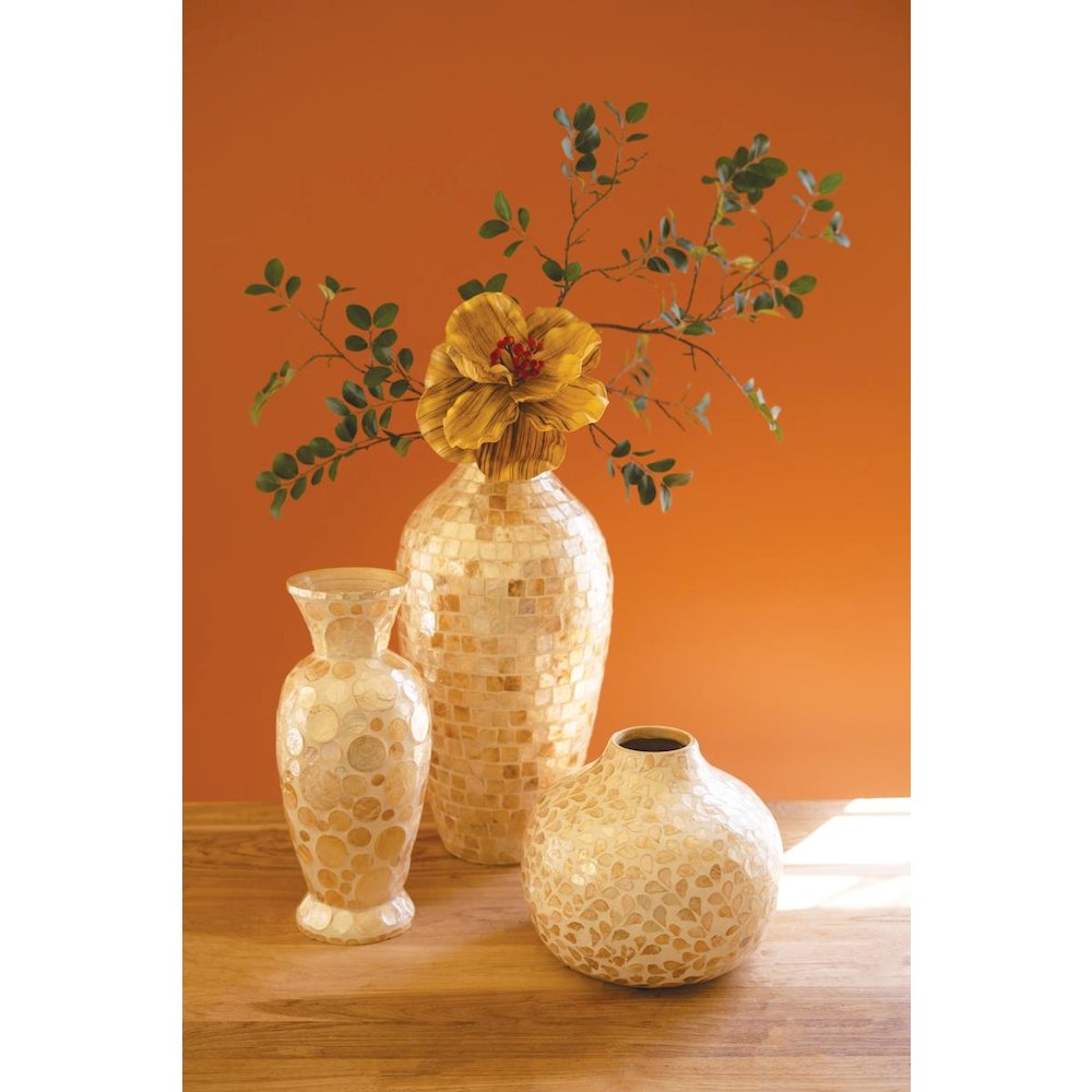 Spun Bamboo Vase with Capiz Shell Detail #5