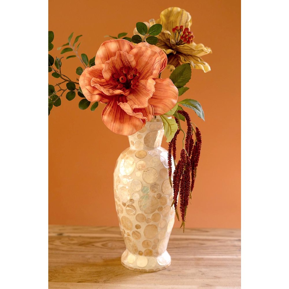 Spun Bamboo Vase with Capiz Shell Detail #6