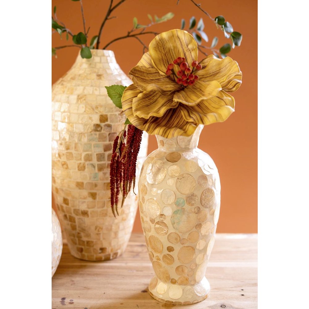 Spun Bamboo Vase with Capiz Shell Detail #6