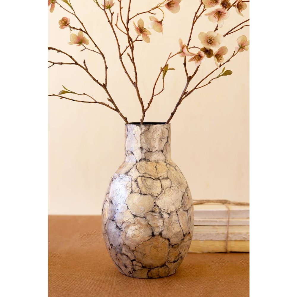 Spun Bamboo Vase with Capiz Shell Detail #7