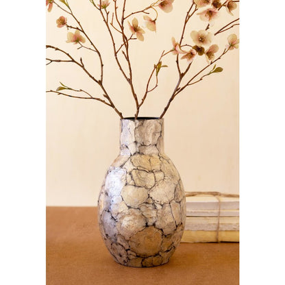 Spun Bamboo Vase with Capiz Shell Detail #7