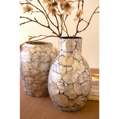 Spun Bamboo Vase with Capiz Shell Detail #7