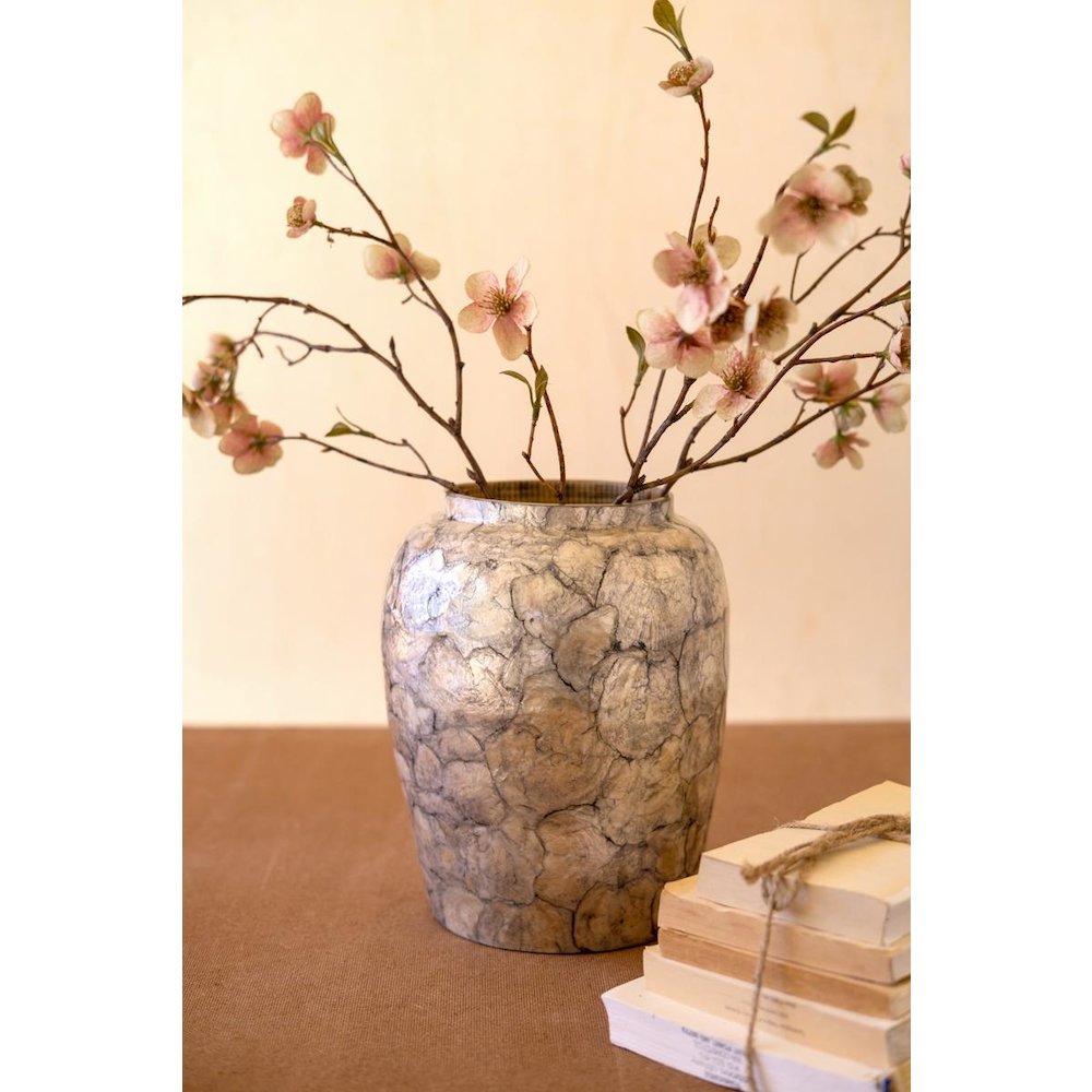 Spun Bamboo Vase with Capiz Shell Detail #9