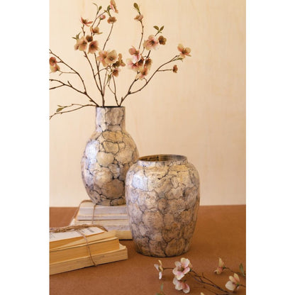 Spun Bamboo Vase with Capiz Shell Detail #9