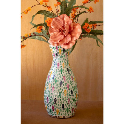 Spun Bamboo Vase with Capiz Shell Detail #10