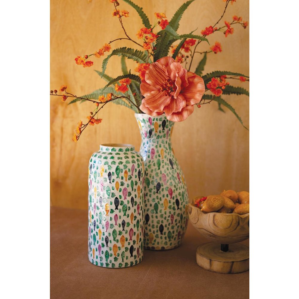 Spun Bamboo Vase with Capiz Shell Detail #10