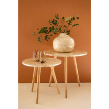 Set of Two Wooden Accent Tables with Capiz Shell Detail #1