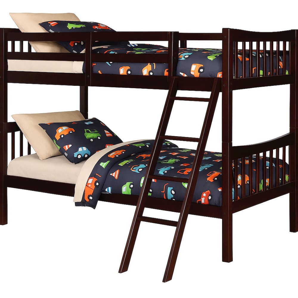 FR Twin Over Twin Bunk Bed Espresso
