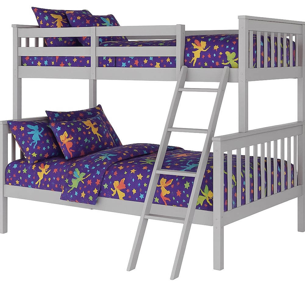 BR Twin Over Full Bunk Bed Gray