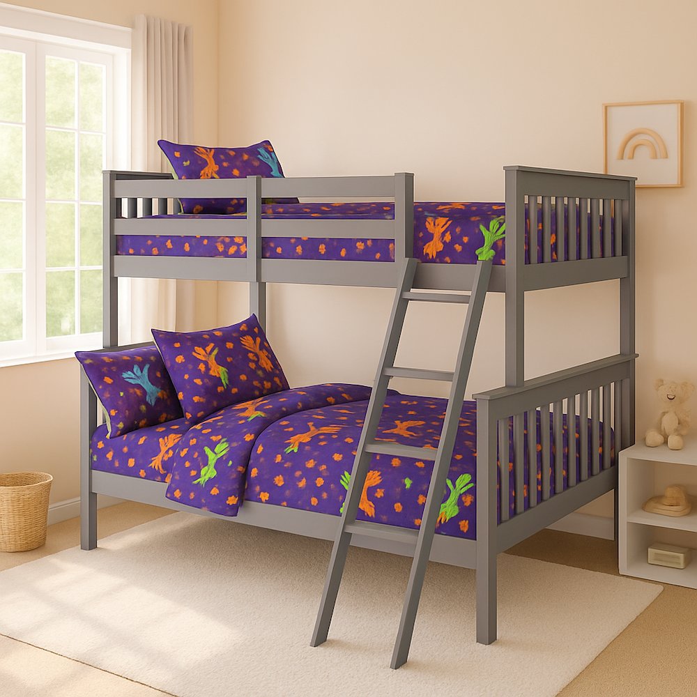 BR Twin Over Full Bunk Bed Gray