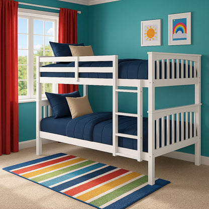 BR Twin Over Twin Bunk Bed White