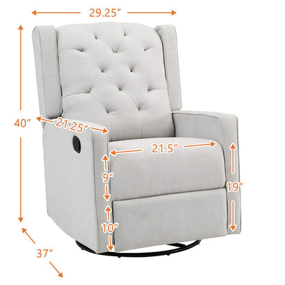 Ava Manual Swivel Glider Recliner Gray