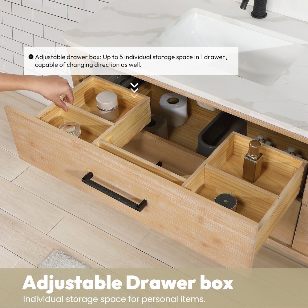 Cristo 60M" Floating Double Bath Vanity in Fir Wood Brown