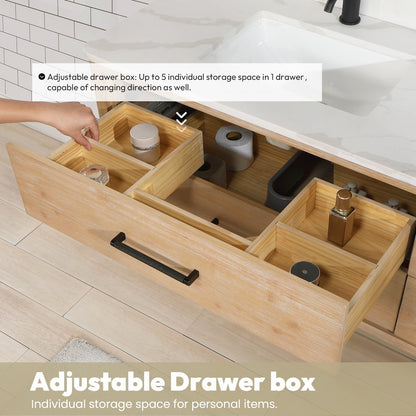Cristo 60M" Floating Double Bath Vanity in Fir Wood Brown